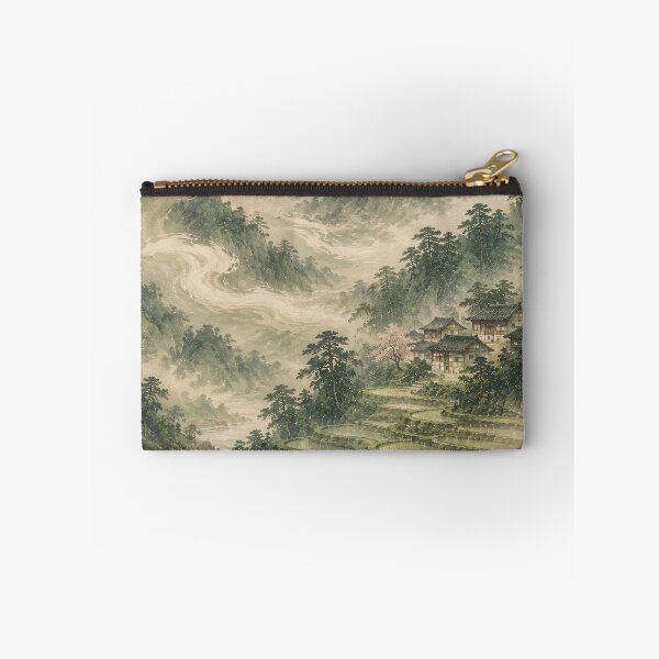 Item preview, Chinese Landscape Watercolor Misty Mountain Rice Terraces designed and sold by Jozefin's Studio.
