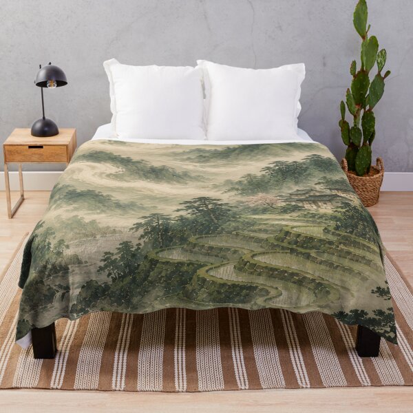 Item preview, Chinese Landscape Watercolor Misty Mountain Rice Terraces designed and sold by Jozefin's Studio.