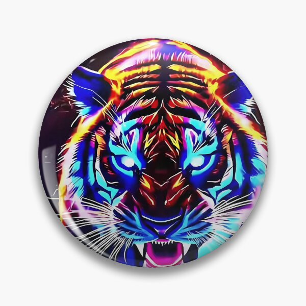 Artikelvorschau, Cyberpunk-Neon-Tiger-Kunst entworfen und verkauft von NeonRealmsStudio.