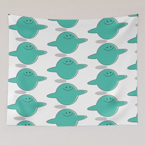 Item preview, Cute Smiling UFO Saucer Sticker for Kids Neon Blue  designed and sold by Rolographics1.