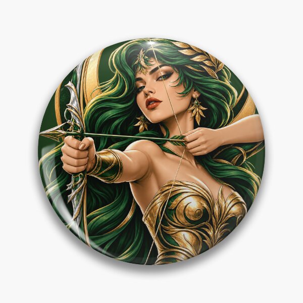 Item preview, Artemis Greek Goddess of the Hunt with Bow and Golden Armor designed and sold by MythicMood.