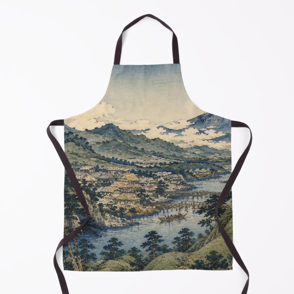Item preview, Japanese Landscape Mount Fuji Waterfall: Blue Vintage Asian Art designed and sold by Jozefin's Studio.