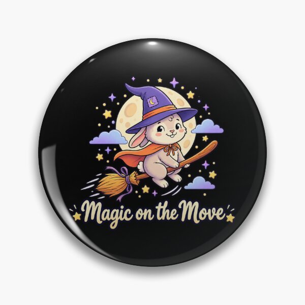 Item preview, 'Magic on the Move' Halloween Witch Rabbit Flying Against Night Sky designed and sold by TriStudio.