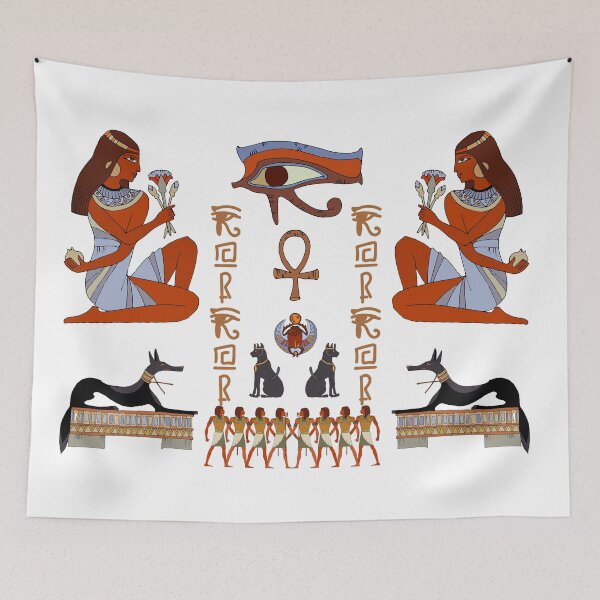 Item preview, Ancient Egyptian Goddess Art | Nefertari Anubis Mythology | Eye of Horus Ankh Symbol designed and sold by GulfSignature.