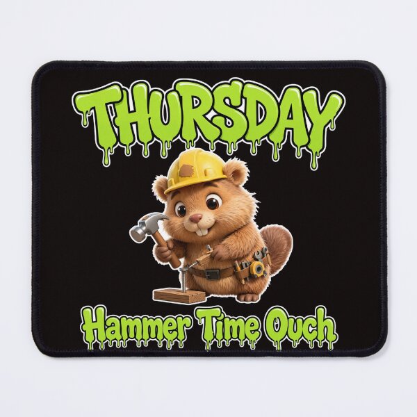 Item preview, Thursday Hammer Time Ouch - Cute Beaver Builder Graffiti designed and sold by Surviving Monday Club.