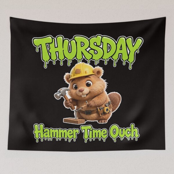Item preview, Thursday Hammer Time Ouch - Cute Beaver Builder Graffiti designed and sold by Surviving Monday Club.