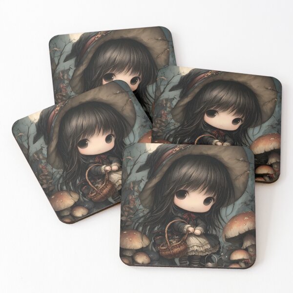 Item preview, Mushroom Witch – Enchanted Forest Witch Cottagecore Gothic Halloween Art designed and sold by InkAndGloom.