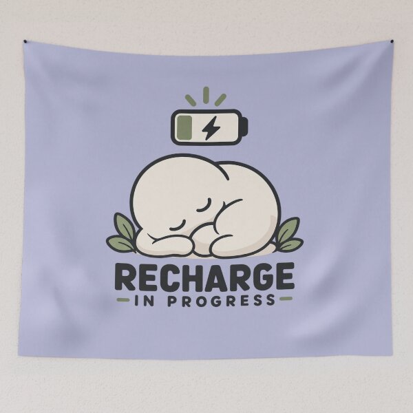 Item preview, Recharge In Progress Low Battery Cute Self Care Blob designed and sold by QCena.