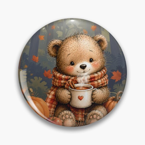 Item preview, Cozy Autumn Teddy Bear in the Woods designed and sold by John-NW-Shop.