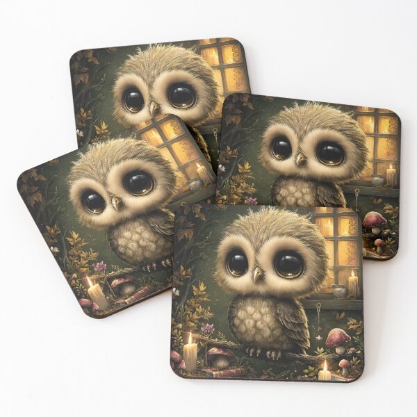 Item preview, Baby Owl Apothecary Familiar – Cute Witchy Owl Gothic Fantasy Halloween Art designed and sold by InkAndGloom.