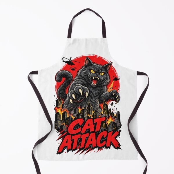 Item preview, Funny Black Cat Attack Catzilla Godzilla Movie Parody Design designed and sold by WolfmanProphecy.