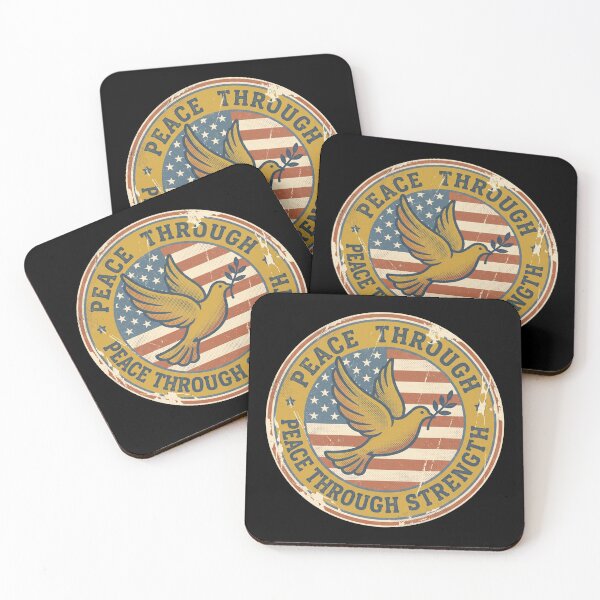 Item preview, Peace Through Strength Vintage American Flag Dove Patriotic Badge designed and sold by TeNovaStudio ⭐⭐⭐⭐⭐.