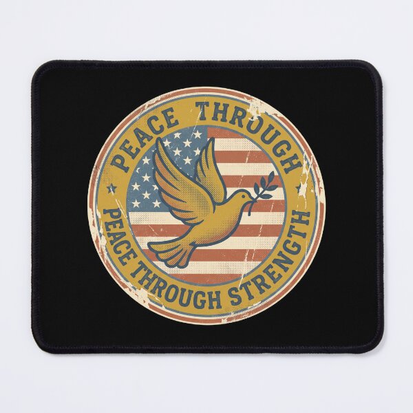 Item preview, Peace Through Strength Vintage American Flag Dove Patriotic Badge designed and sold by TeNovaStudio ⭐⭐⭐⭐⭐.