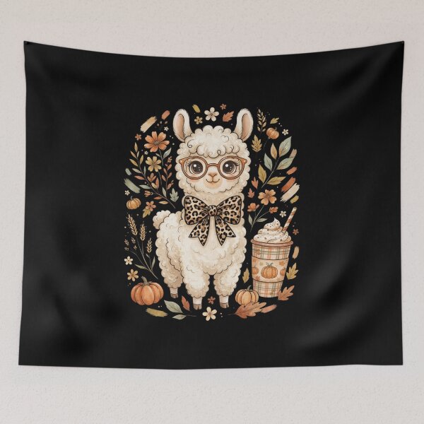 Item preview, Fall Llama T-Shirt, Pumpkin Spice Gift, Cute Alpaca Graphic Tee, Autumn Coffee Leopard Bow Shirt designed and sold by Trendably.