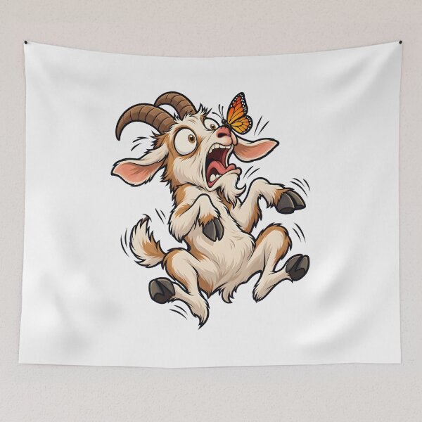 Item preview, Funny Goat Butterfly Surprise Design designed and sold by WeirdStation.
