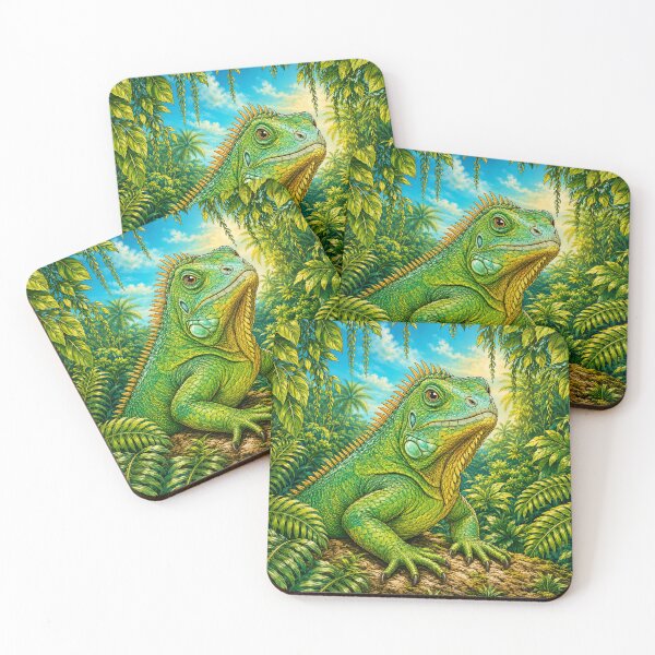 Item preview, Tropical Green Iguana in Rainforest designed and sold by EmylyWoods.