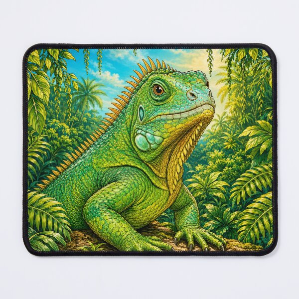 Item preview, Tropical Green Iguana in Rainforest designed and sold by EmylyWoods.