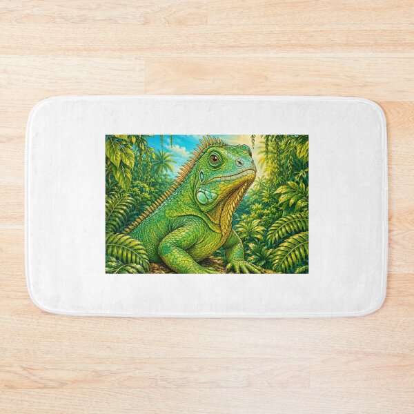 Item preview, Tropical Green Iguana in Rainforest designed and sold by EmylyWoods.