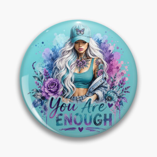 Item preview, You Are Enough Tattoo Girl - Watercolor Purple Butterfly Floral Art designed and sold by FrescoDesign.