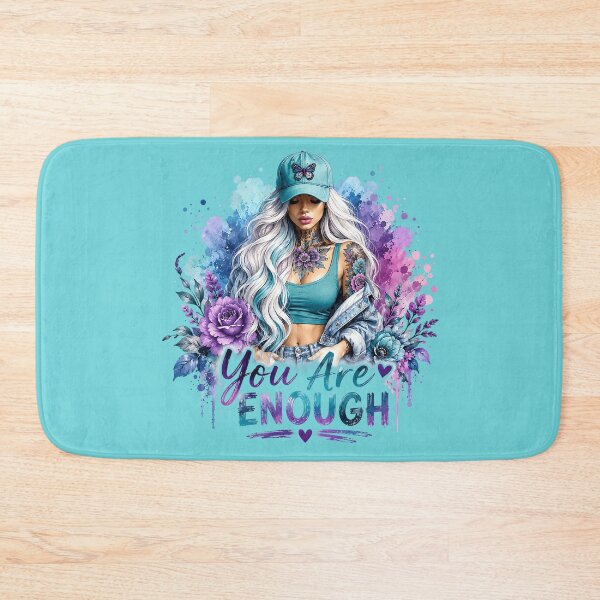 Item preview, You Are Enough Tattoo Girl - Watercolor Purple Butterfly Floral Art designed and sold by FrescoDesign.
