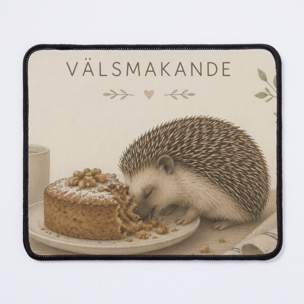 Item preview, Hygge Hedgehog & Walnut Cake "DELICIOUS" designed and sold by NickWhittleArt.