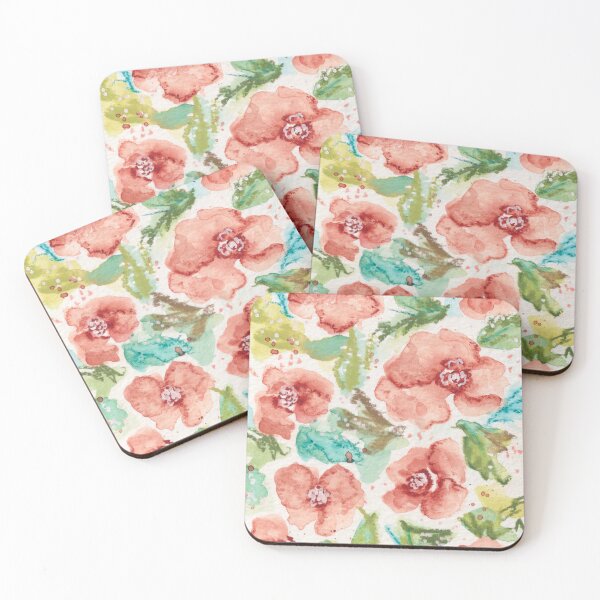 Item preview, Coral Roses Botanical Watercolor Painting by Nicole Giger designed and sold by NicoleGiger.Studio.