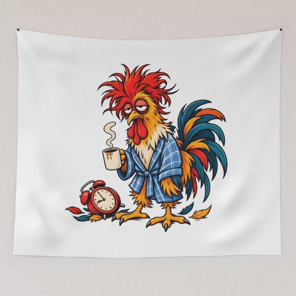 Artikelvorschau, Müder Hahn Kaffee Morgenhumor Design entworfen und verkauft von WeirdStation.