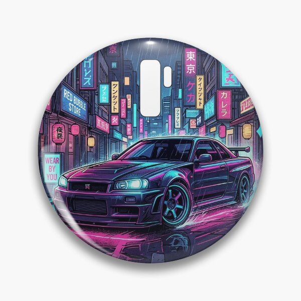 Item preview, Cyberpunk Nissan Skyline GT-R R34 Tokyo Night Drift designed and sold by Made By Us Wear By You.