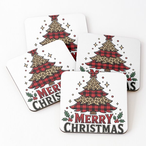 Item preview, Merry Christmas Leopard and Red Plaid Christmas Design designed and sold by OliviaHayesArt.