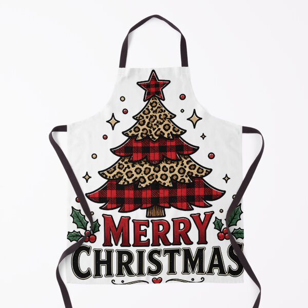 Item preview, Merry Christmas Leopard and Red Plaid Christmas Design designed and sold by OliviaHayesArt.