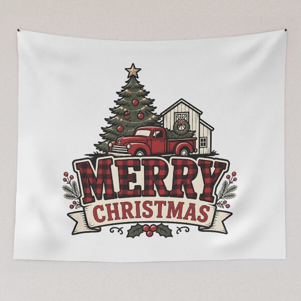 Item preview, Merry Christmas Buffalo Check Farmhouse Christmas Design designed and sold by OliviaHayesArt.