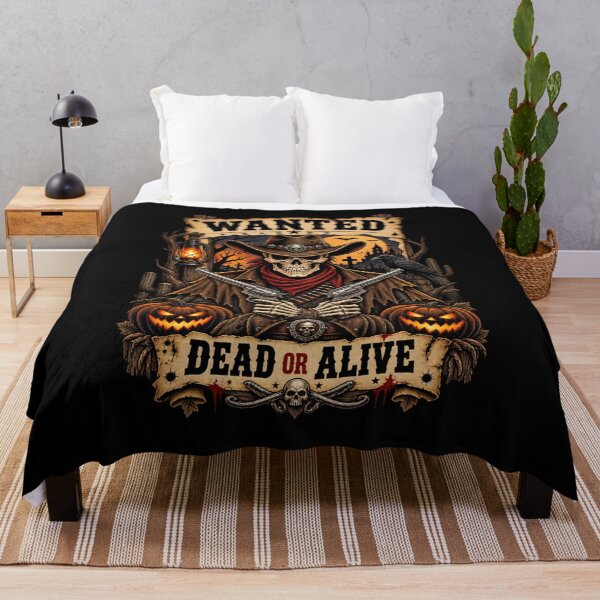 Item preview, Dead or Alive Halloween Skeleton Cowboy – Vintage Western Wanted Poster designed and sold by afr-saad.
