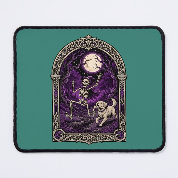 Item preview, Funny Skeleton Running From Dog Golden Retriever Bone Halloween Vintage designed and sold by MyHappyArtShop.