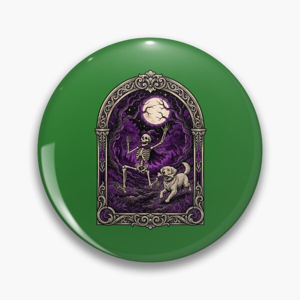 Item preview, Funny Skeleton Running From Dog Golden Retriever Bone Halloween Vintage designed and sold by MyHappyArtShop.