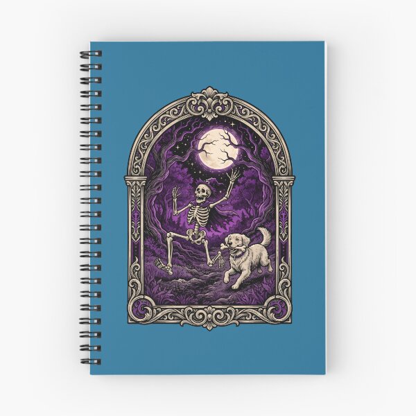 Item preview, Funny Skeleton Running From Dog Golden Retriever Bone Halloween Vintage designed and sold by MyHappyArtShop.