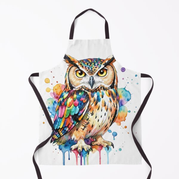 Item preview, Rainbow Watercolor Great Horned Owl designed and sold by Serene Strokes Art.