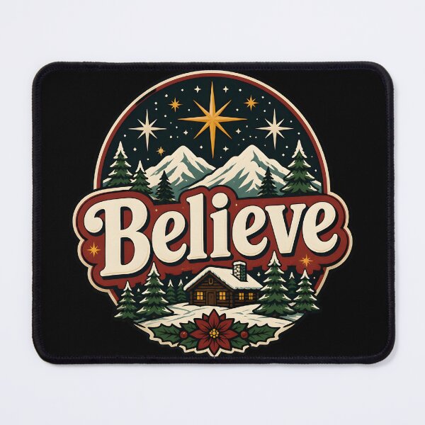 Item preview, Believe Vintage Retro Badge Christmas Design designed and sold by KristenosNehk.