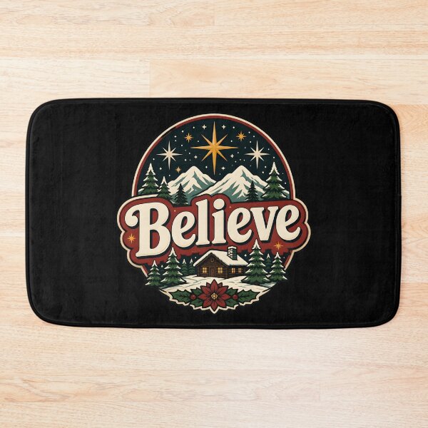 Item preview, Believe Vintage Retro Badge Christmas Design designed and sold by KristenosNehk.