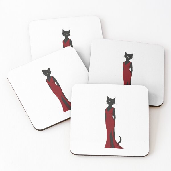 Item preview, Elegant Black Cat in Red Evening Dress designed and sold by Inka Moon Design.
