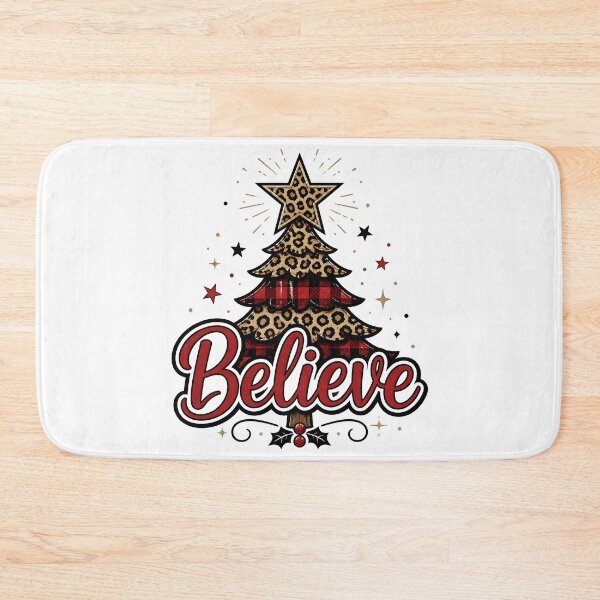 Item preview, Believe Leopard and Red Plaid Christmas Design designed and sold by KristenosNehk.
