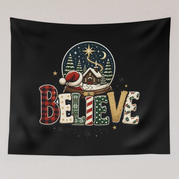 Item preview, Believe Mixed Pattern Typography Christmas Design designed and sold by KristenosNehk.