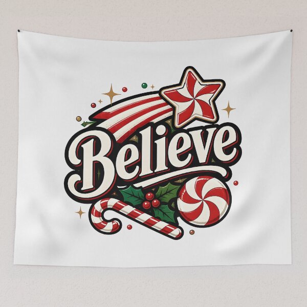 Item preview, Believe Candy Cane and Peppermint Christmas Design designed and sold by KristenosNehk.