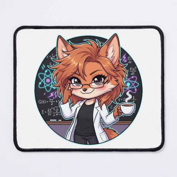 Item preview, Quantum Spark Fox Scientist - Particle Physicist Blackboard Chibi designed and sold by CaliLuminos.