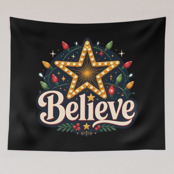 Item preview, Believe Christmas Lights Pattern Christmas Design designed and sold by KristenosNehk.