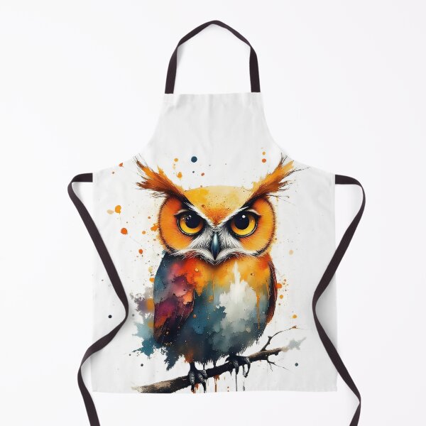 Item preview, Fiery Bright Watercolor Owl designed and sold by Serene Strokes Art.