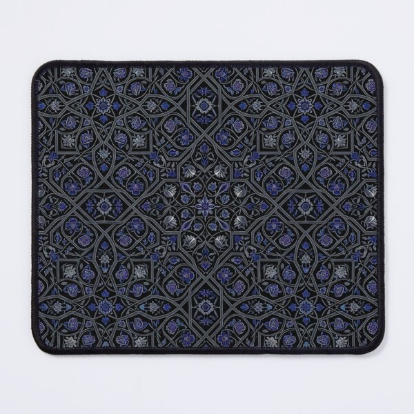 Item preview, Dark blue and silver ornate mosaic tile pattern designed and sold by Owcomm.