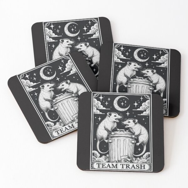 Item preview, Tarot Card Vintage Team Trash Crescent Moon Opossum Raccoon designed and sold by Clairenity Studio.