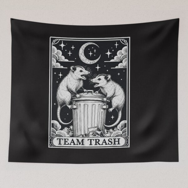 Item preview, Tarot Card Vintage Team Trash Crescent Moon Opossum Raccoon designed and sold by Clairenity Studio.