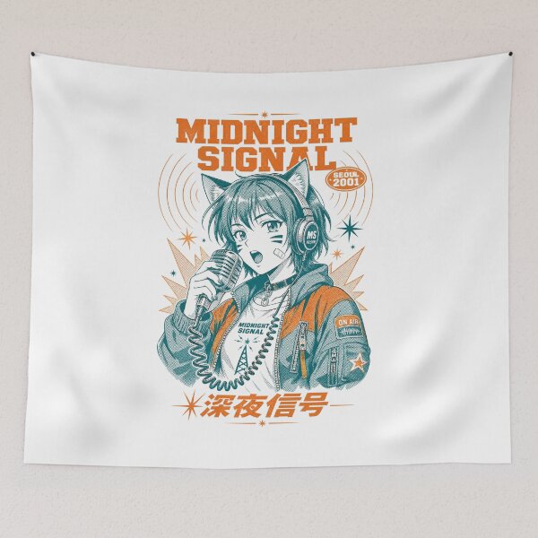 Item preview, Midnight Signal Seoul White Anime Print designed and sold by NullSpacePrints.