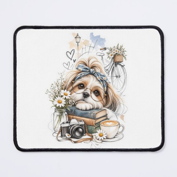 Item preview, Cute Shih Tzu with Books and Coffee designed and sold by Snurly.